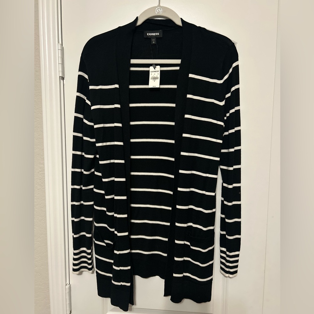 Express Monochrome Striped Cardigan New